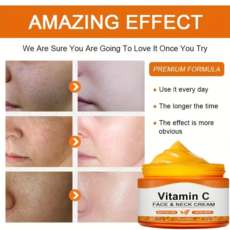 50ml Vitamin C Intensive Moisturizing Cream - Hydrates, Firms, and Nourishes All Skin Types - Alcohol-Free, Hyaluronic Acid Enriched, Anti-Drying, Unisex Adult Skin Care