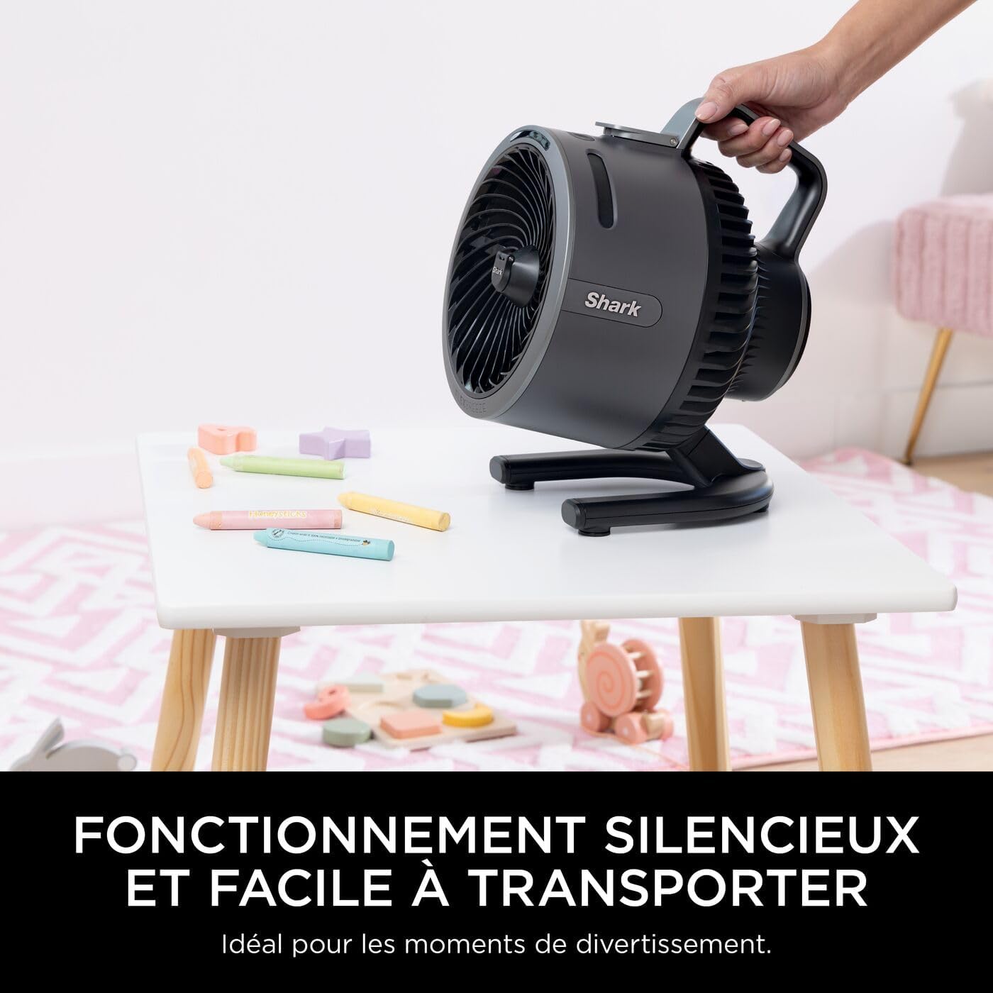 Shark FlexBreeze HydroGo, ventilateur brumisateur portable, rafraîchisseur d'air silencieux intérieur/extérieur, discret et durable, avec/sans fil, léger, flux d’air jusqu’à 20 m, charbon FA050EU