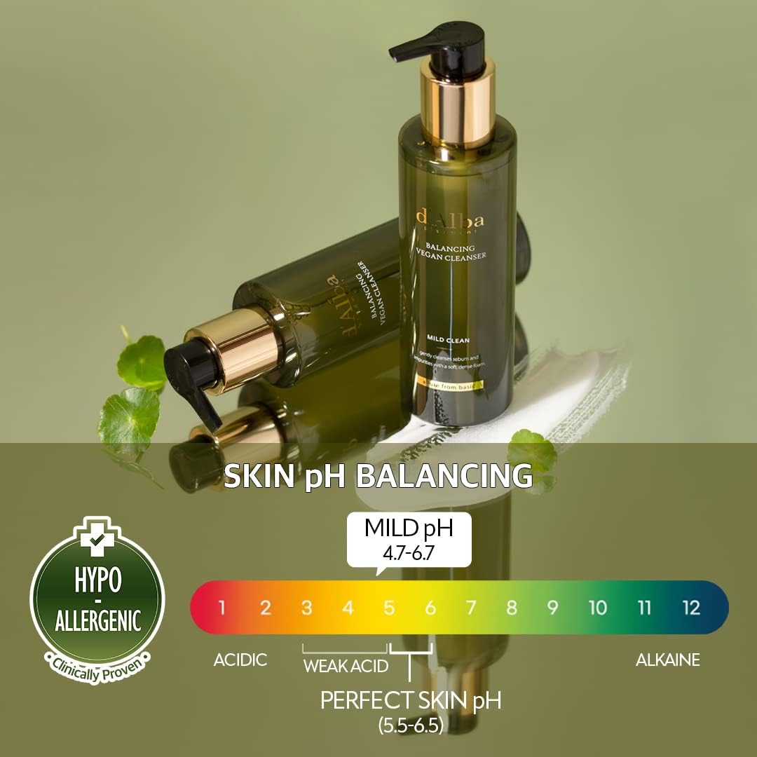 d'Alba Nettoyant Végétalien équilibré pour la peau à la truffe blanche italienne, gel nettoyant à pH doux, nettoyant hydraté et non raffermissant, Soin de la Peau Coréen