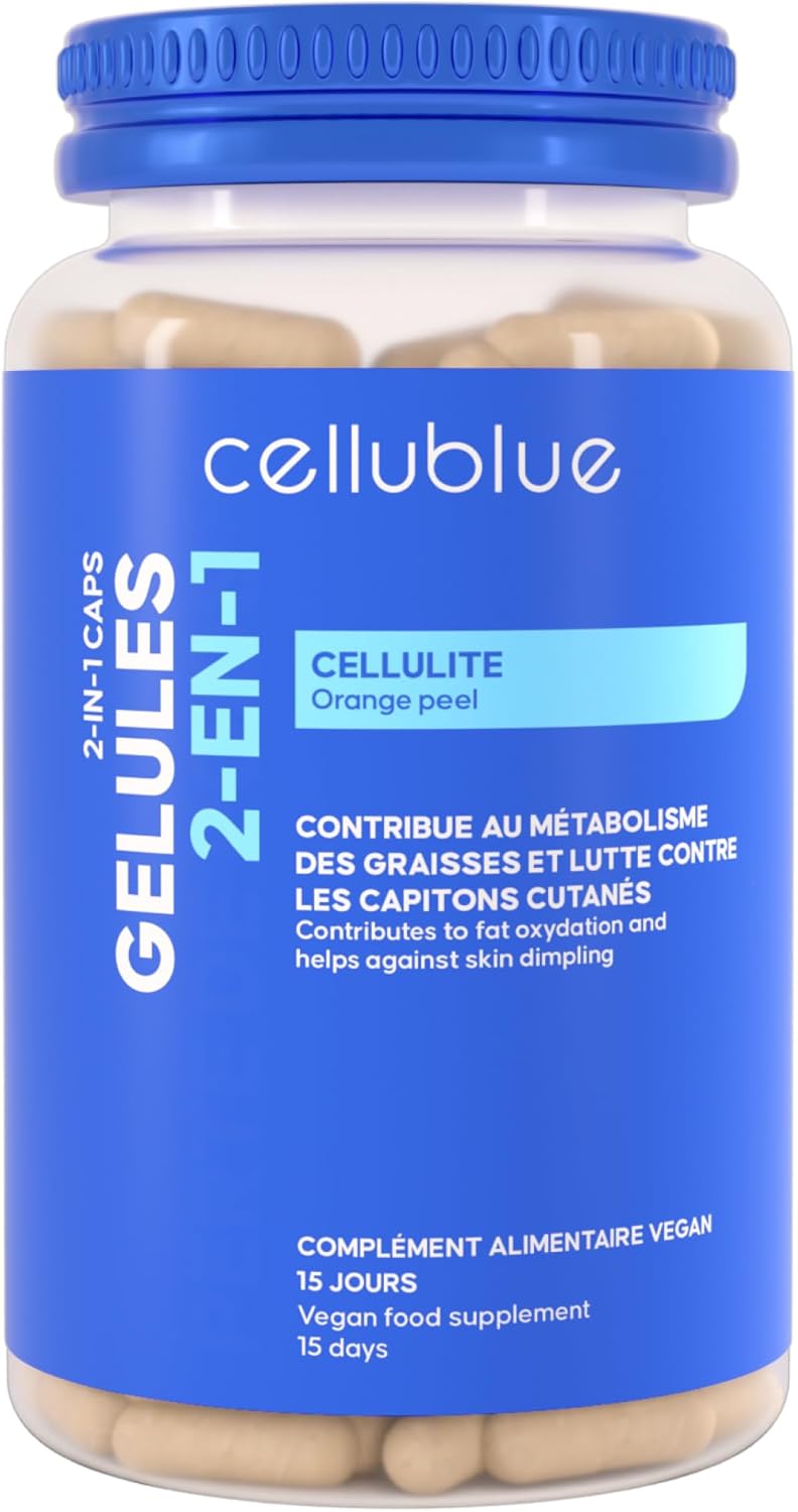 2-in-1 Capsules – Anti-Cellulite and Powerful Fat Burner – Vegetable & Draining Slimming Supplement – Smooth Skin and Reduced Capitons