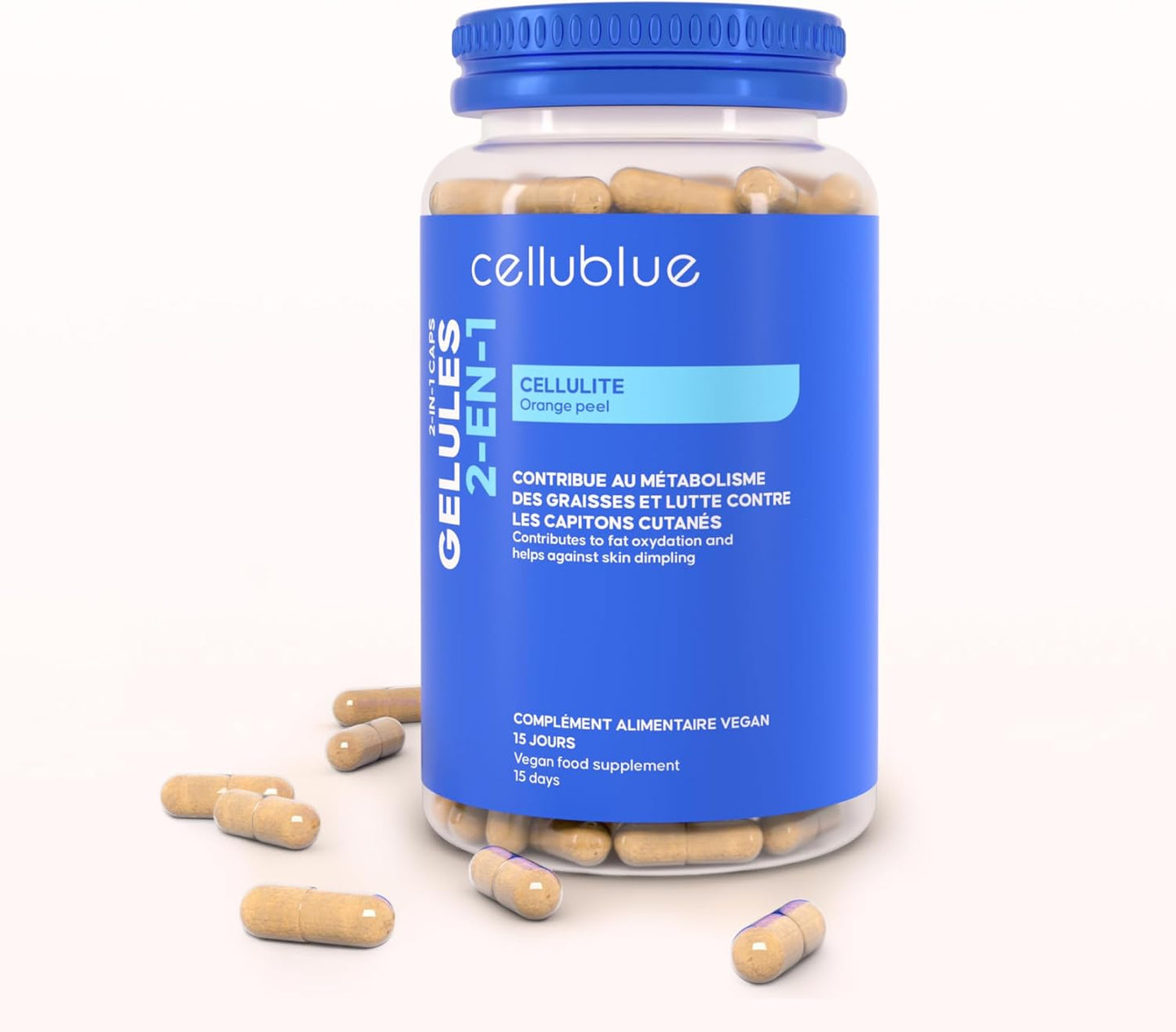 2-in-1 Capsules – Anti-Cellulite and Powerful Fat Burner – Vegetable & Draining Slimming Supplement – Smooth Skin and Reduced Capitons
