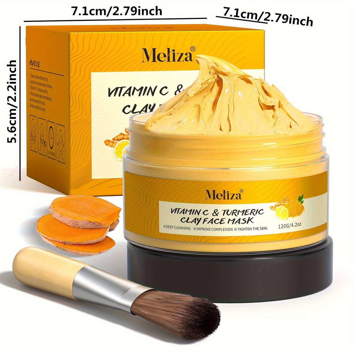 4.23oz Turmeric Vitamin C Clay Mask Face Mask Turmeric Facial Mud Mask VC Cleansing Mask Deep Cleansing Mask Skin Care Improve Blackhead Acne Even Skin Tone Mask Oil Control For Pores Large Skin Oil !