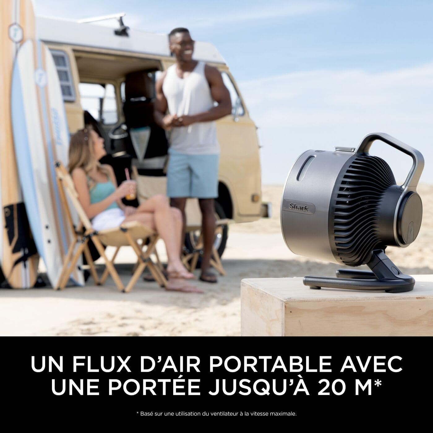 Shark FlexBreeze HydroGo, ventilateur brumisateur portable, rafraîchisseur d'air silencieux intérieur/extérieur, discret et durable, avec/sans fil, léger, flux d’air jusqu’à 20 m, charbon FA050EU