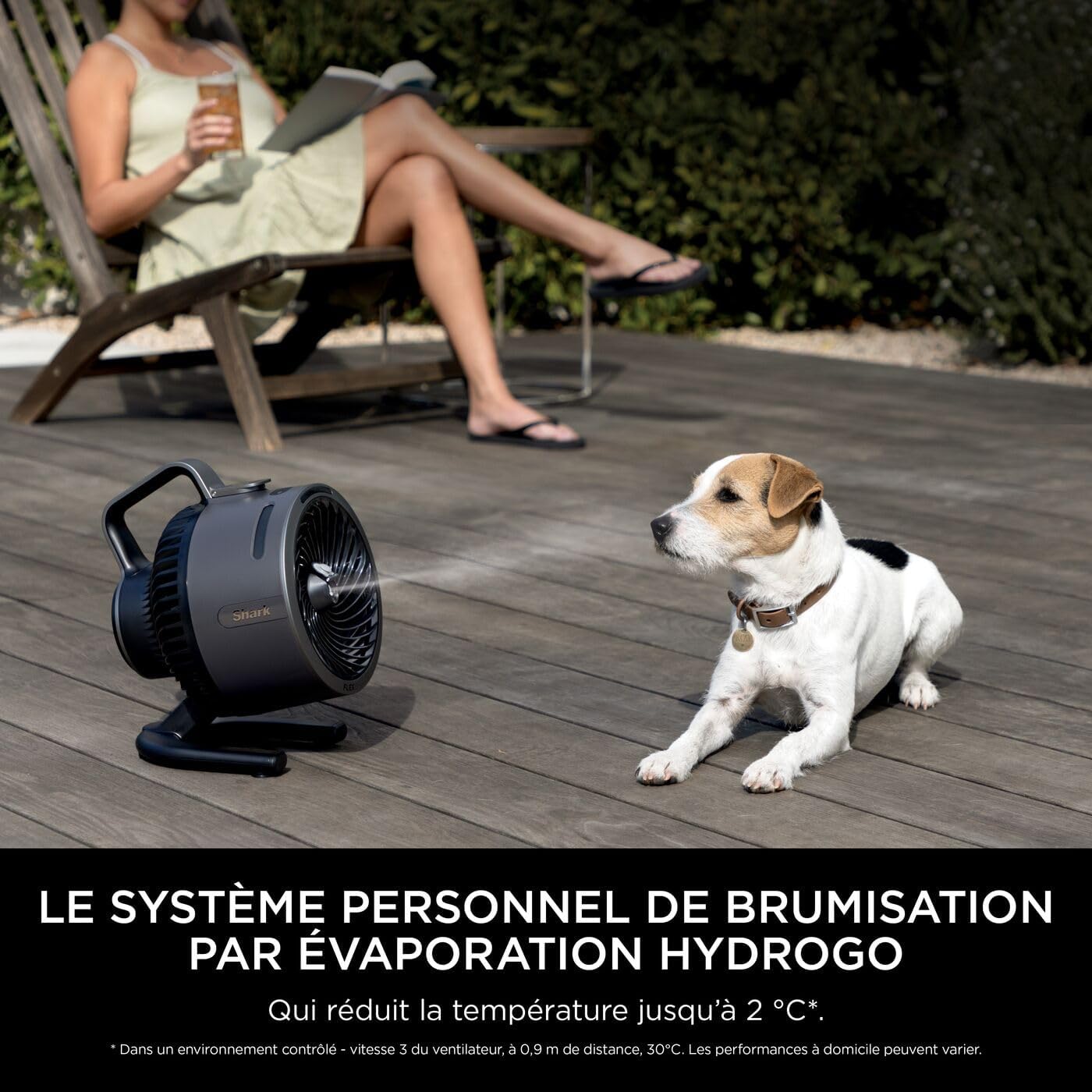 Shark FlexBreeze HydroGo, ventilateur brumisateur portable, rafraîchisseur d'air silencieux intérieur/extérieur, discret et durable, avec/sans fil, léger, flux d’air jusqu’à 20 m, charbon FA050EU