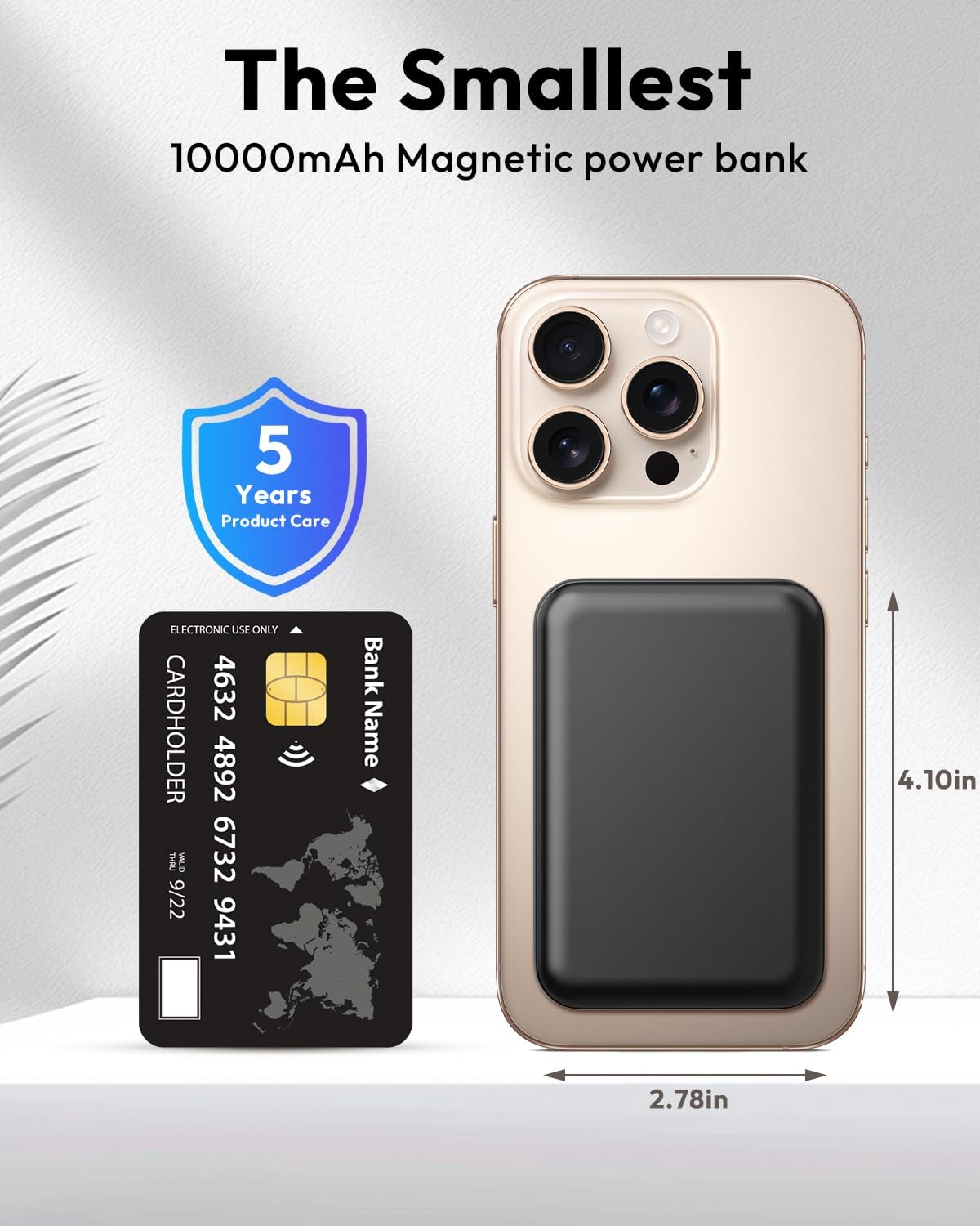 Bilivein Batterie Externe sans Fil - 20W Magnetique Power Bank Charge Rapide - 10000mAh Induction Chargeur Portable - Mag-safe Baterie Externe avec USB-C Input/Output pour iPhone 16/15/14/13/12 (Noir)