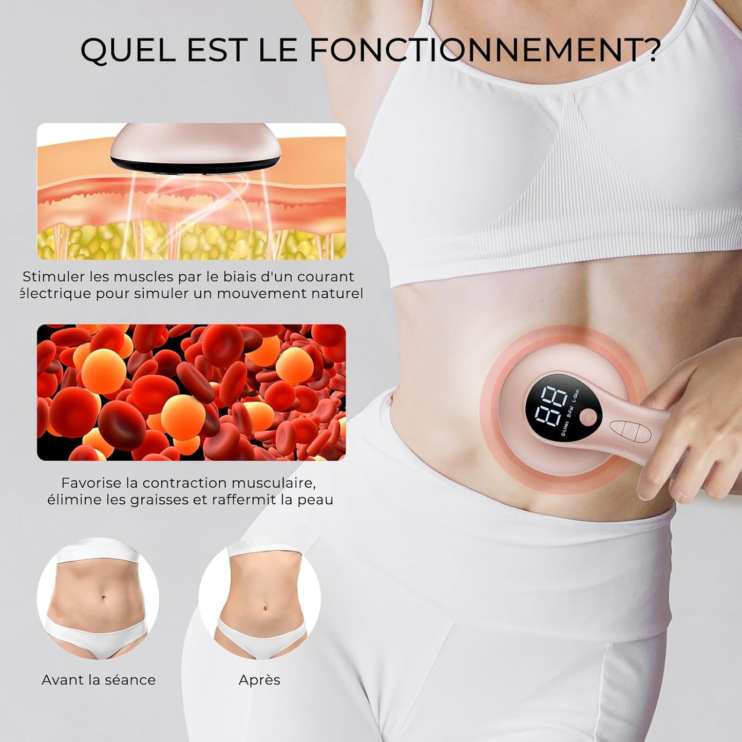 Depsoul Appareil de Massage Masseur Anti Cellulite, 4 Têtes de Multifonctionnel Anti Cellulite pour la Taille, le Ventre, Fesses, Bras, Unisexe, Lifte, Resserre et Masse la Peau (Rose)