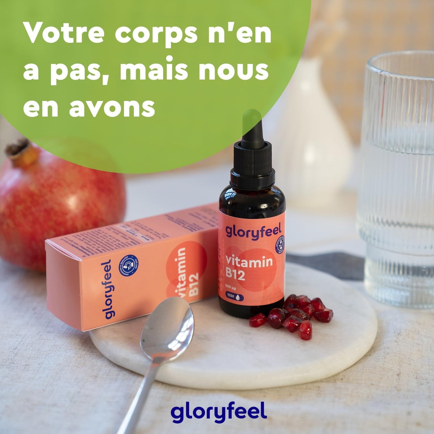 Vitamine B12 en Gouttes 50 ml (1250 Gouttes), Vitamin B12 1000 μg, 50ml, 2 Formes Actives Méthylcobalamine & Adénosylcobalamine, Absorption Efficace, Testé en Laboratoire, 100% Végane et Sans Alcool