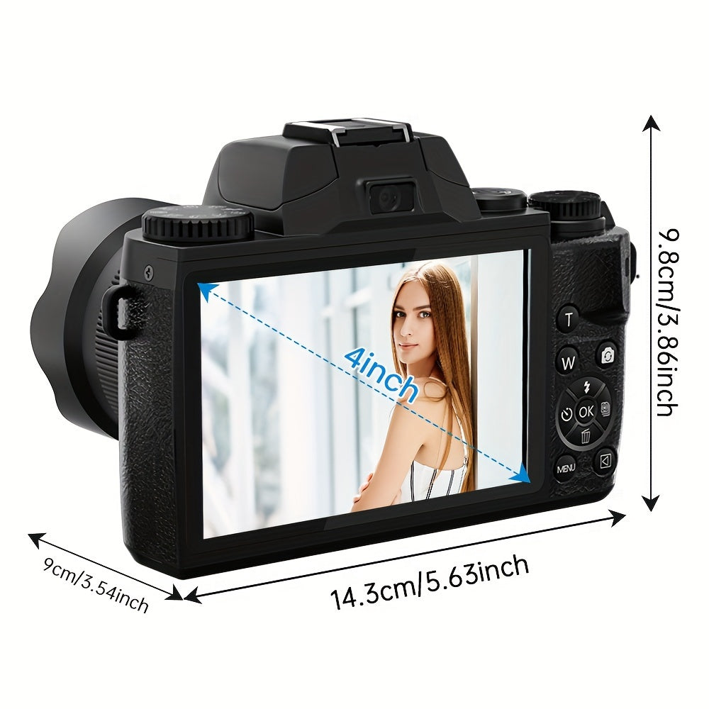 64MP 4K Vlogging Camera Pro - Dual Cameras, 16x Digital Zoom, WiFi, Touch Screen, 32GB SD Card, Camera Bag - High-Definition Photography and Video Recording Companion