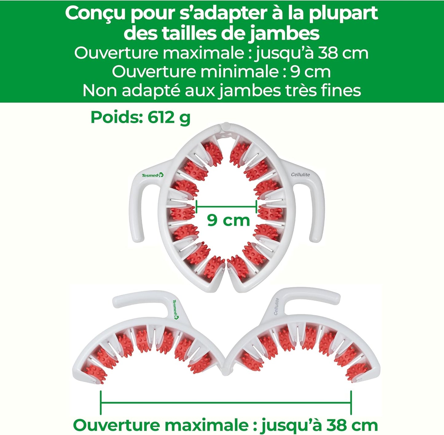 TESMED CELLULITE – Masseur manuel anti-cellulite, Made in Italy, breveté, à triple action mécanique avec rouleaux qui soulèvent, resserrent et relâchent la peau (Rose)