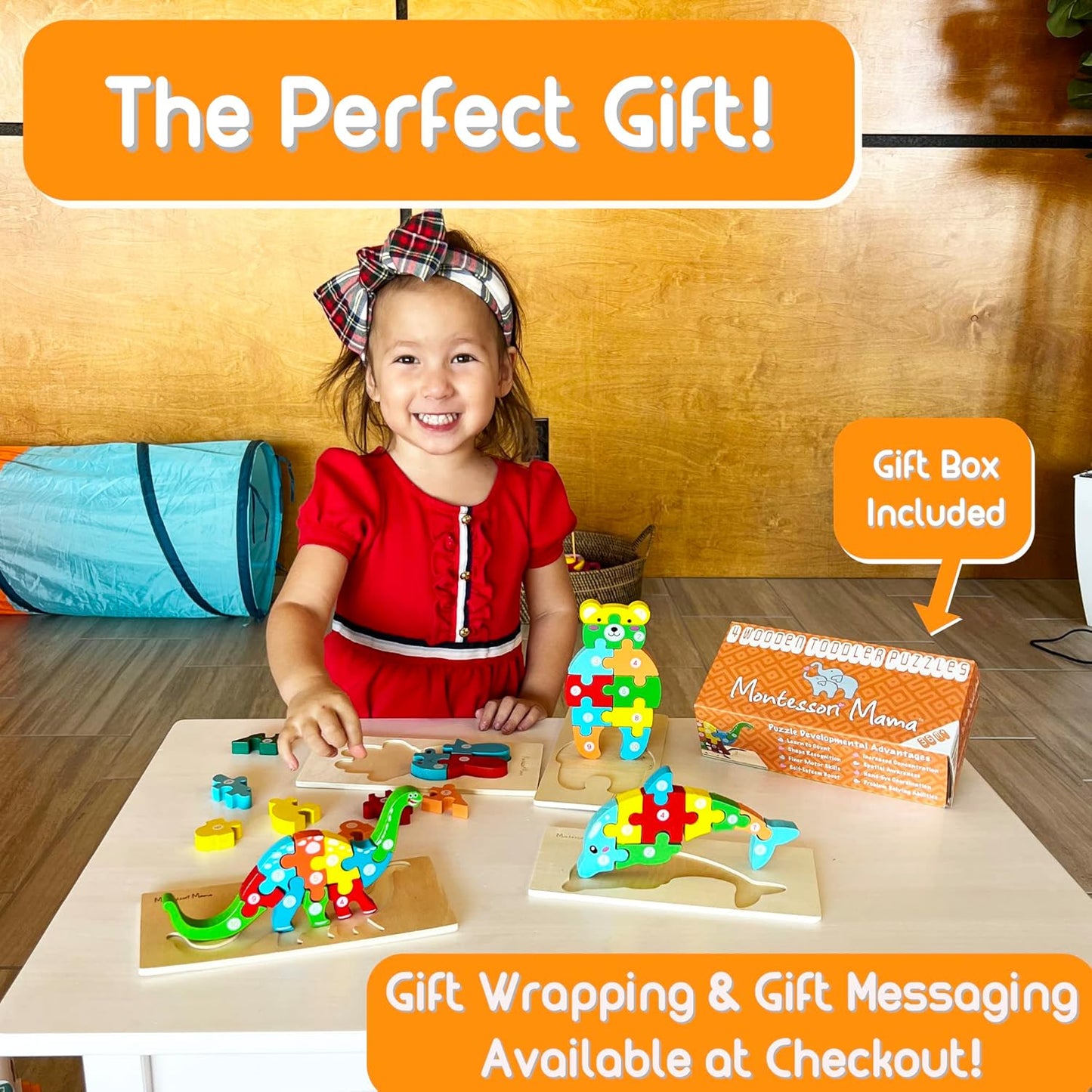Montessori Mama Wooden Toddler Puzzles for Kids Ages 3-5 | Montessori Toys for Toddlers 3 Years Old | Wooden Puzzles for Toddlers 3-5 Years | 4-Pack Toddler Puzzle Toddler Toys