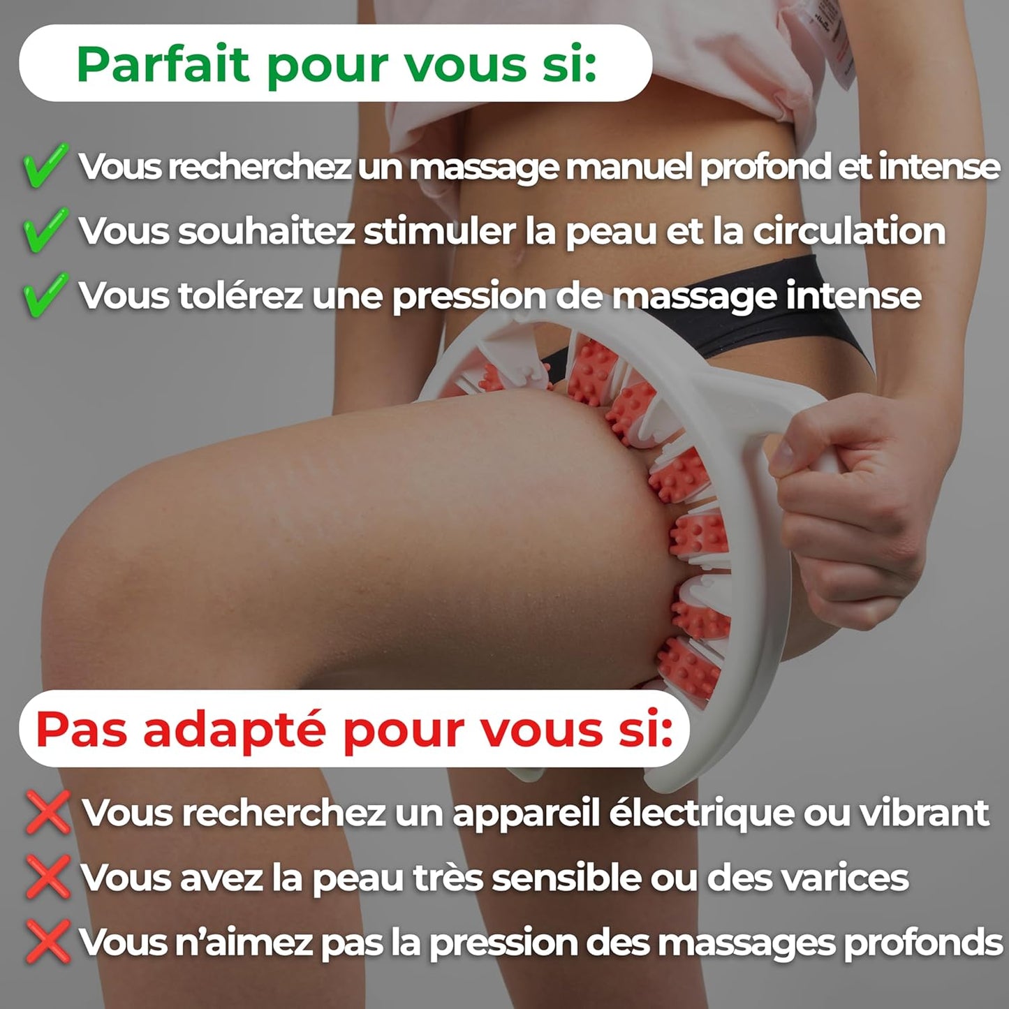 TESMED CELLULITE – Masseur manuel anti-cellulite, Made in Italy, breveté, à triple action mécanique avec rouleaux qui soulèvent, resserrent et relâchent la peau (Rose)