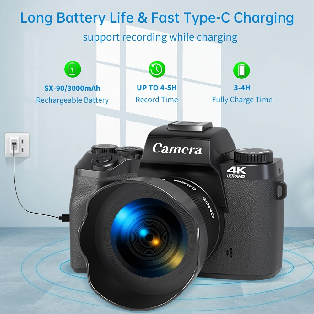 64MP 4K Vlogging Camera Pro - Dual Cameras, 16x Digital Zoom, WiFi, Touch Screen, 32GB SD Card, Camera Bag - High-Definition Photography and Video Recording Companion