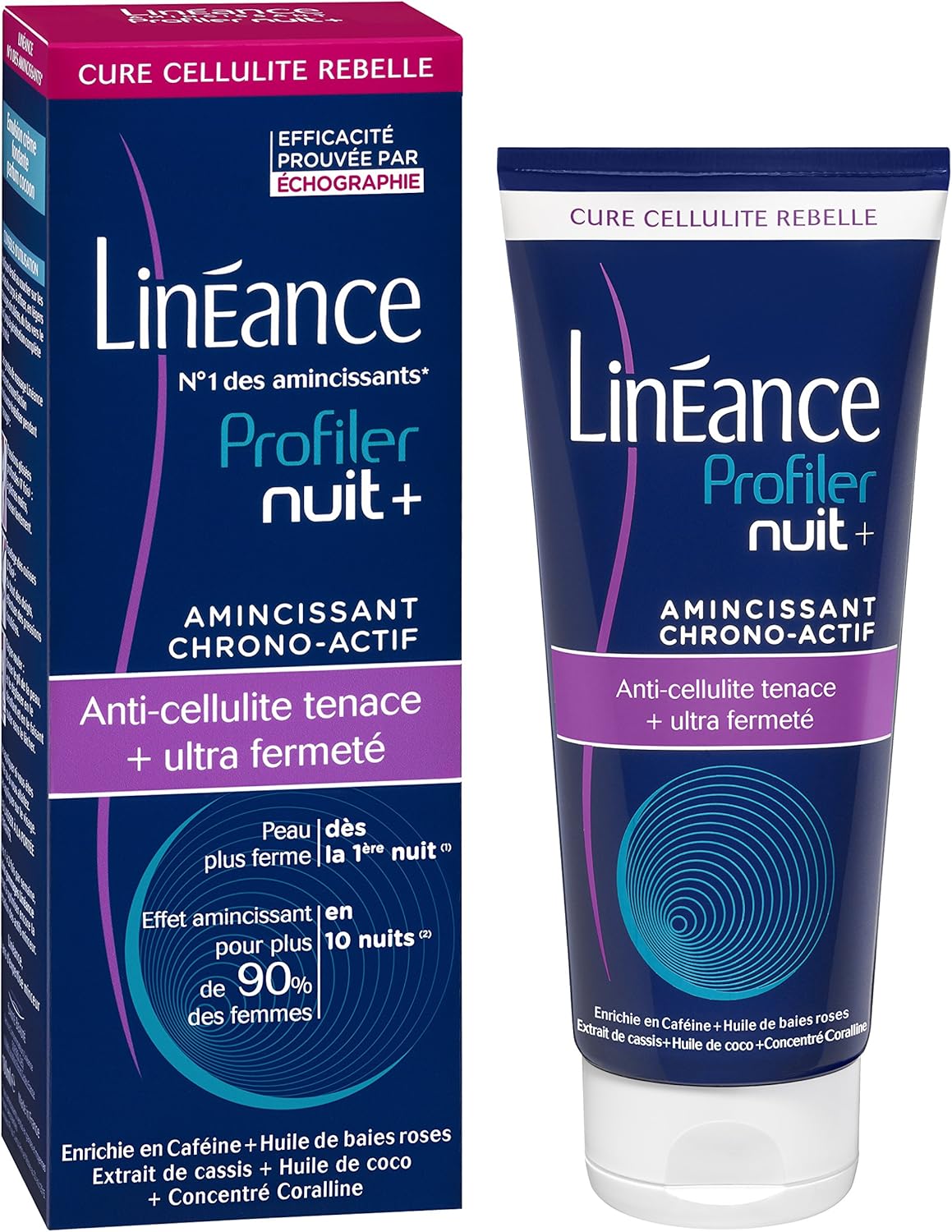 Linéance - Cafei Sculpt - Concentré Amincissant - Anti-Cellulite incrustée - Complexe Bi-Caféine - 180ml & Anti-cellulite tenace + ultra fermeté - Profiler Nuit+ - Le tube de 180 ml