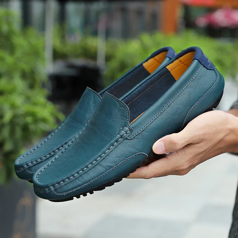 Mocassins en cuir véritable respirants et décontractés pour hommes