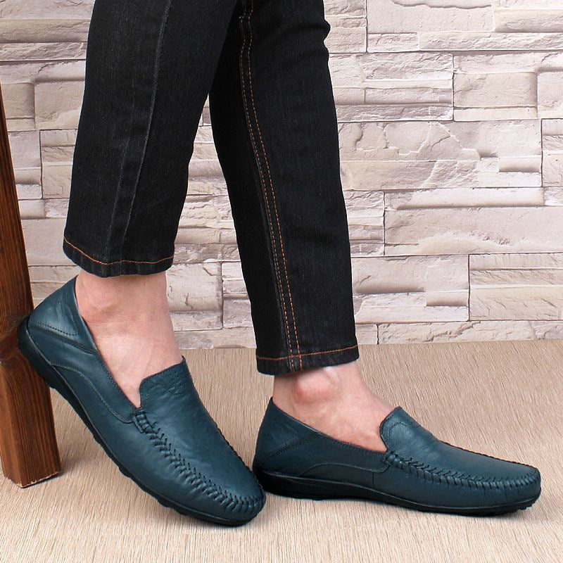 Chaussures en cuir véritable pour hommes, mocassins décontractés de luxe