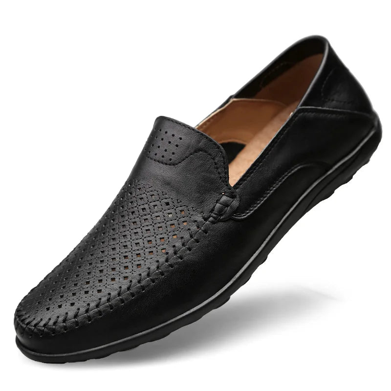 Chaussures en cuir véritable pour hommes, mocassins décontractés de luxe