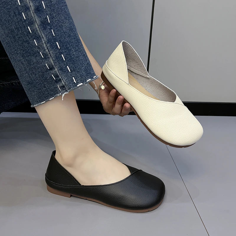 Mocassins en cuir véritable pour femme