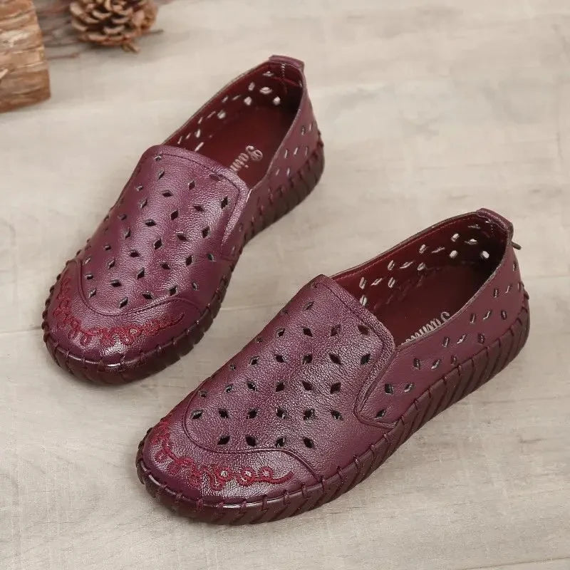 Mocassins en cuir de vache tendance pour femmes