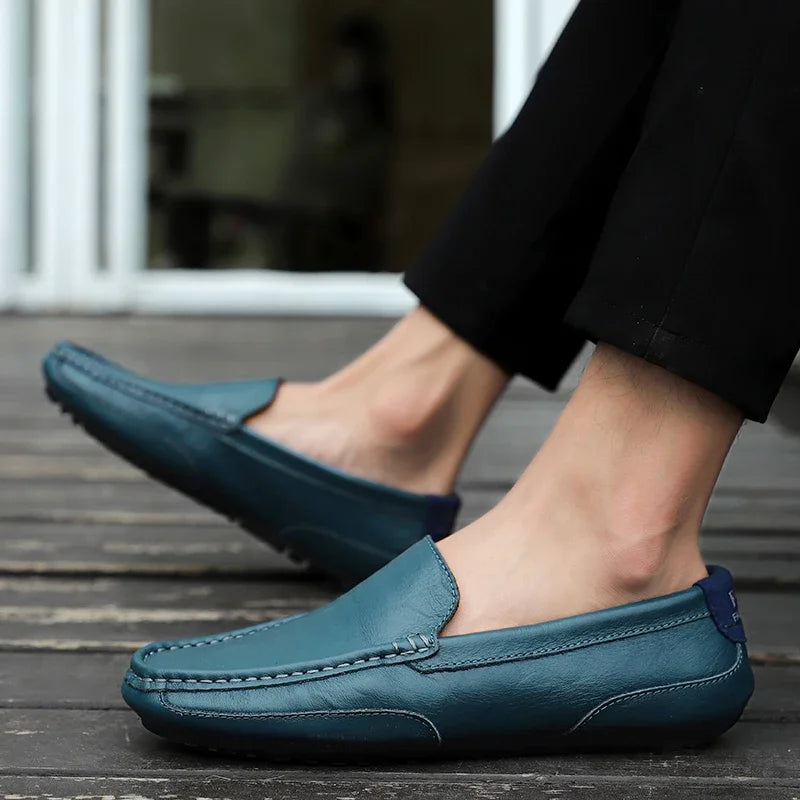Mocassins en cuir véritable respirants et décontractés pour hommes