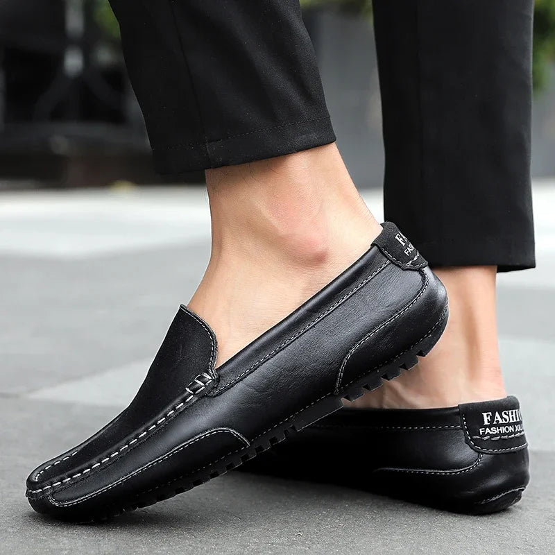 Mocassins en cuir véritable respirants et décontractés pour hommes
