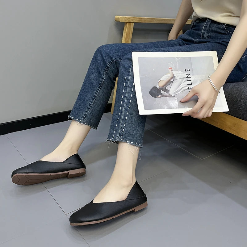 Mocassins en cuir véritable pour femme