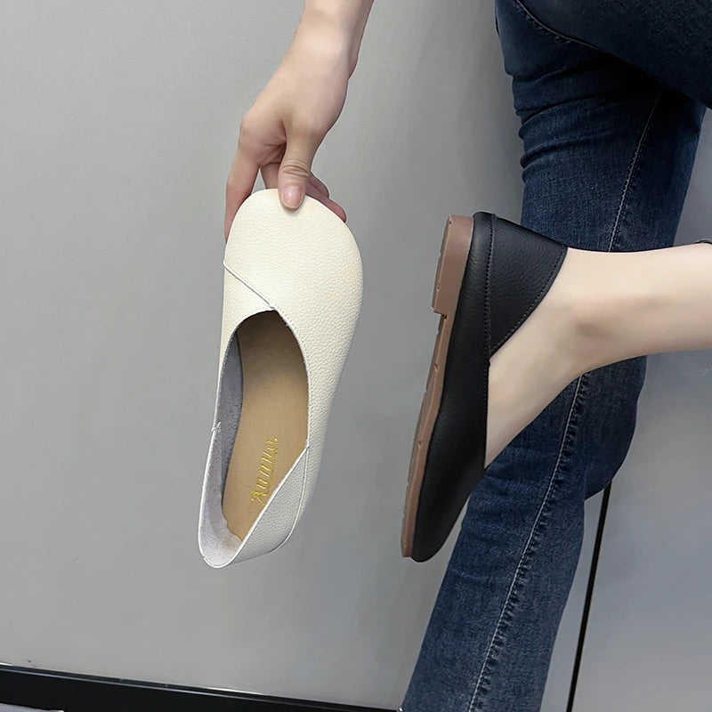 Mocassins en cuir véritable pour femme