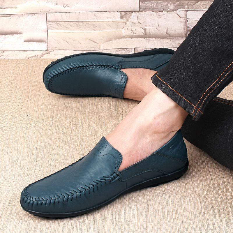 Chaussures en cuir véritable pour hommes, mocassins décontractés de luxe