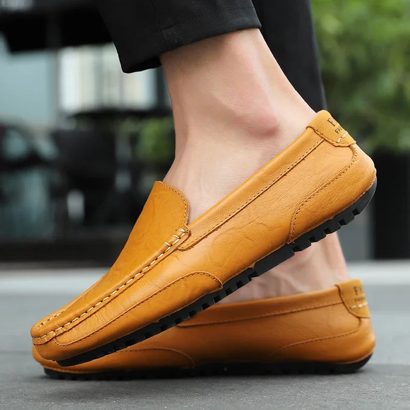 Mocassins en cuir véritable respirants et décontractés pour hommes