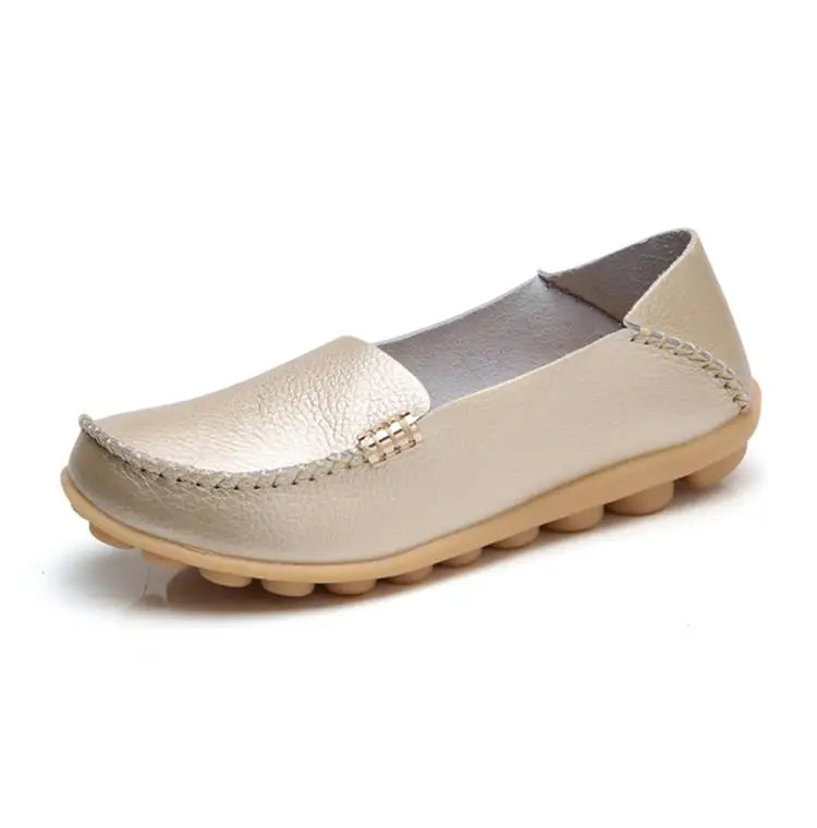 Mocassins plats en cuir véritable pour femmes