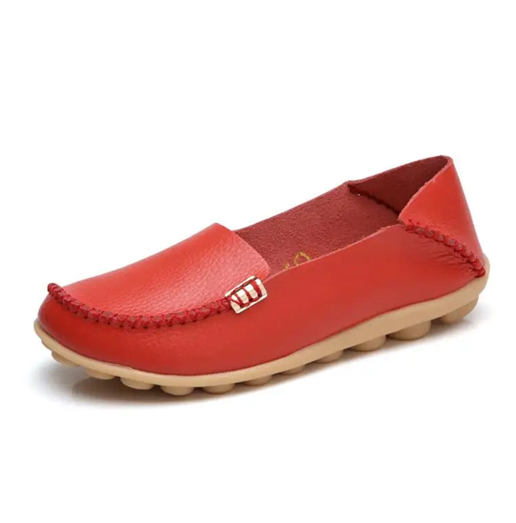 Mocassins plats en cuir véritable pour femmes