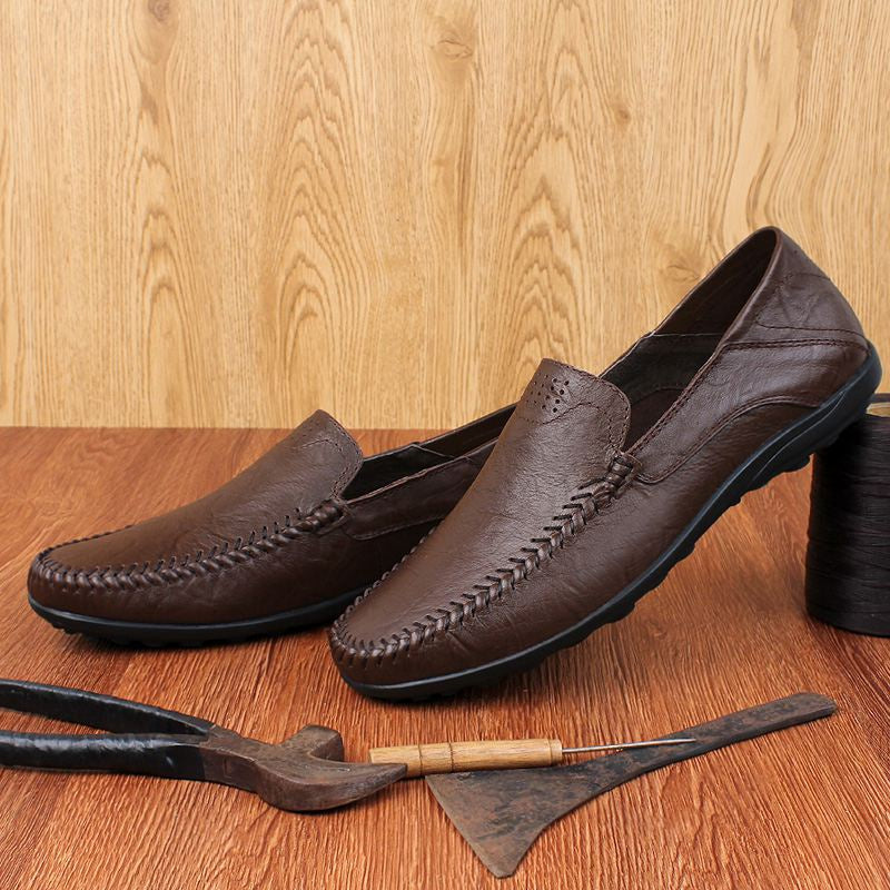 Chaussures en cuir véritable pour hommes, mocassins décontractés de luxe