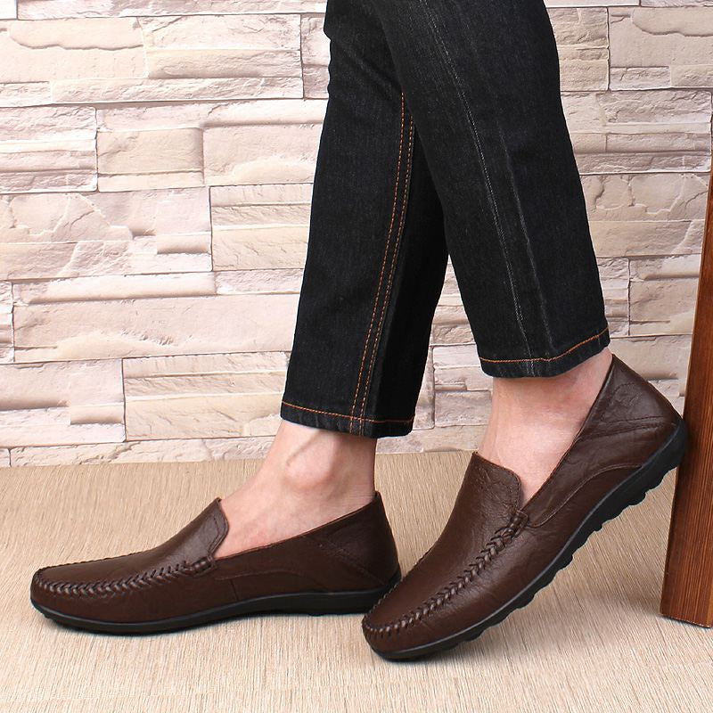 Chaussures en cuir véritable pour hommes, mocassins décontractés de luxe