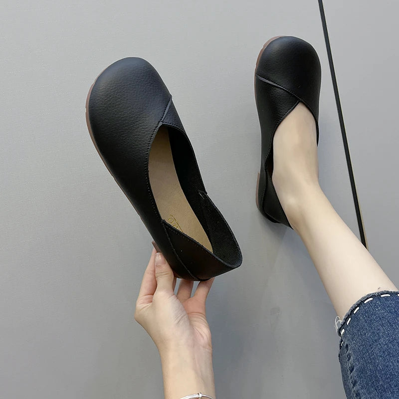 Mocassins en cuir véritable pour femme