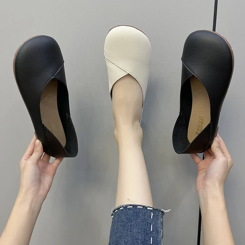 Mocassins en cuir véritable pour femme