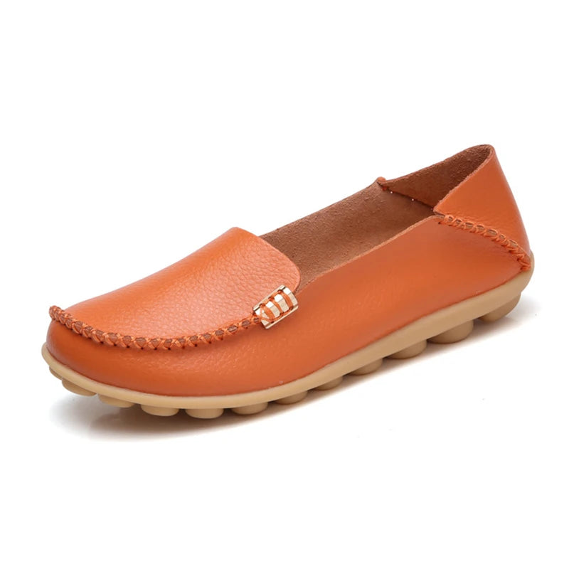 Mocassins plats en cuir véritable pour femmes