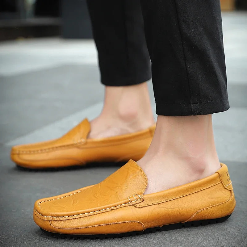 Mocassins en cuir véritable respirants et décontractés pour hommes