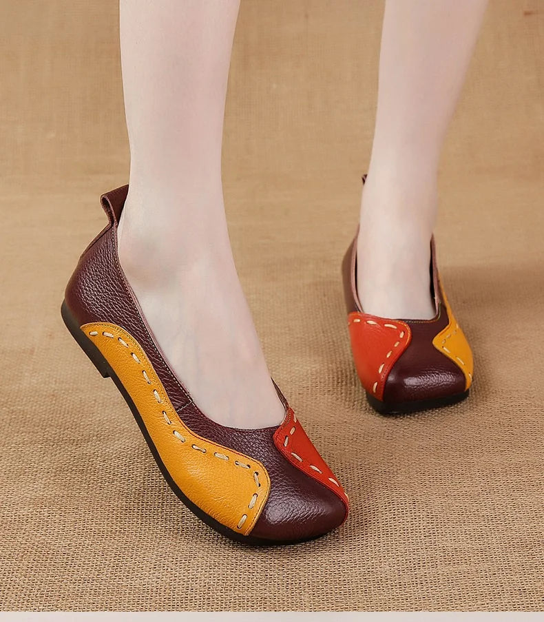 Mocassins vintage de luxe en cuir de vache faits à la main pour femmes