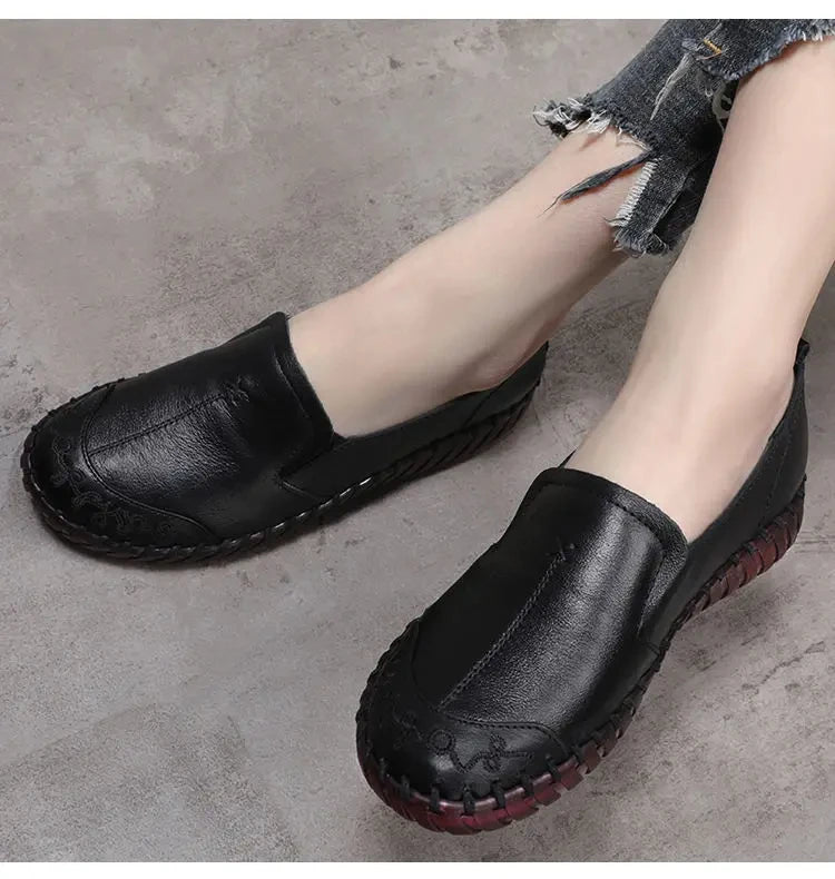 Mocassins en cuir de vache tendance pour femmes