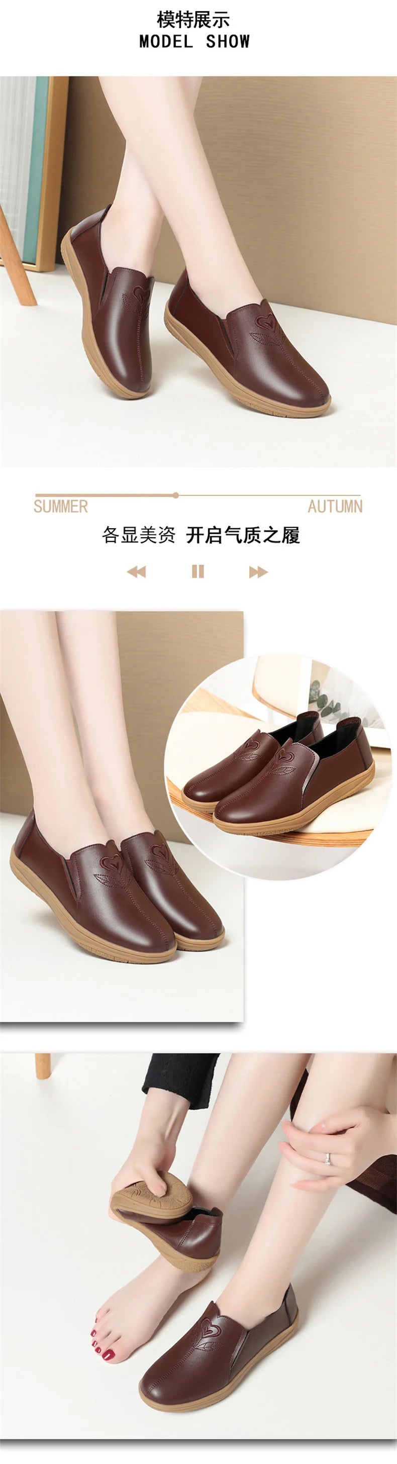 Nouvelles chaussures plates pour femmes , en cuir souple, antidérapantes,
