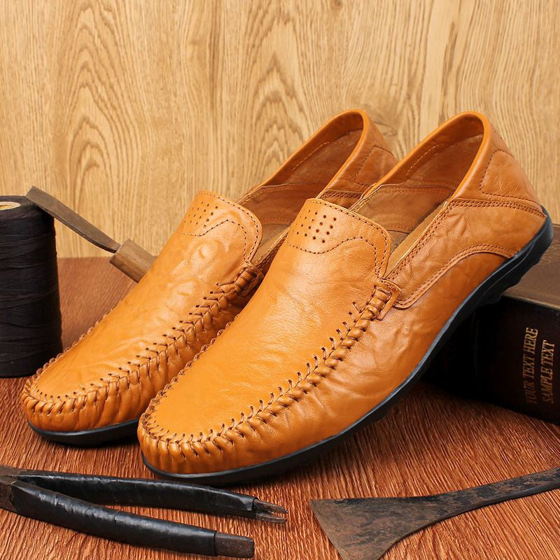 Chaussures en cuir véritable pour hommes, mocassins décontractés de luxe