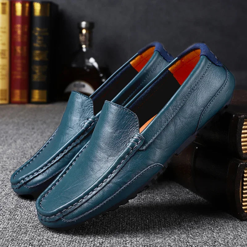 Mocassins en cuir véritable respirants et décontractés pour hommes