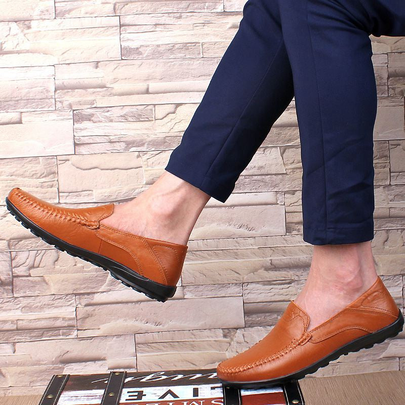 Chaussures en cuir véritable pour hommes, mocassins décontractés de luxe