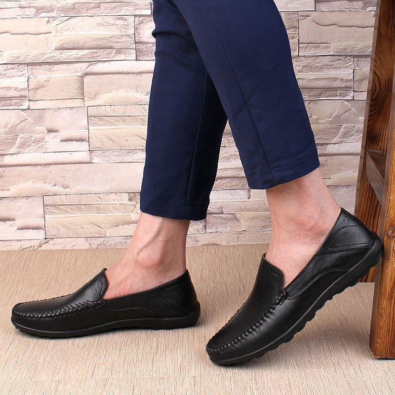 Chaussures en cuir véritable pour hommes, mocassins décontractés de luxe