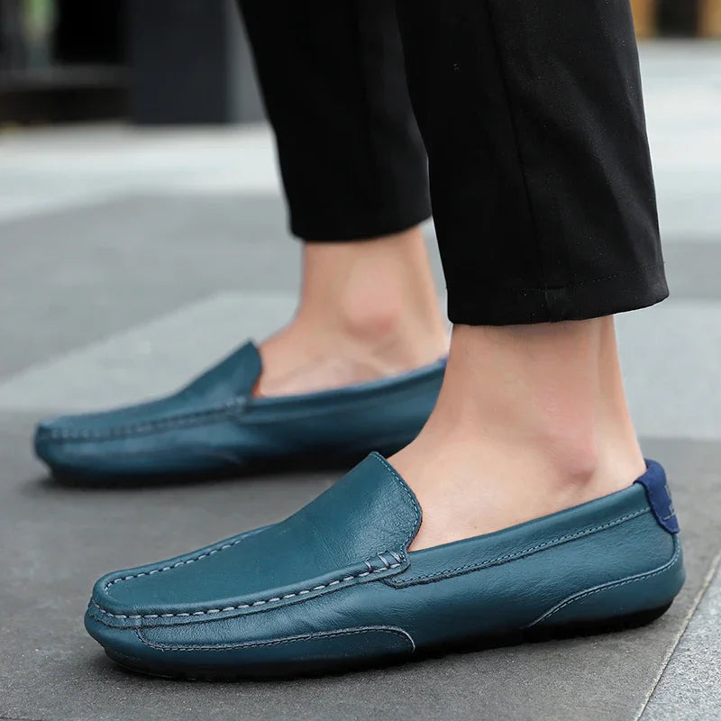 Mocassins en cuir véritable respirants et décontractés pour hommes