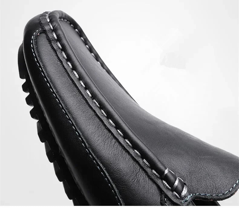 Mocassins en cuir véritable respirants et décontractés pour hommes