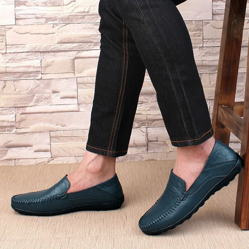 Chaussures en cuir véritable pour hommes, mocassins décontractés de luxe