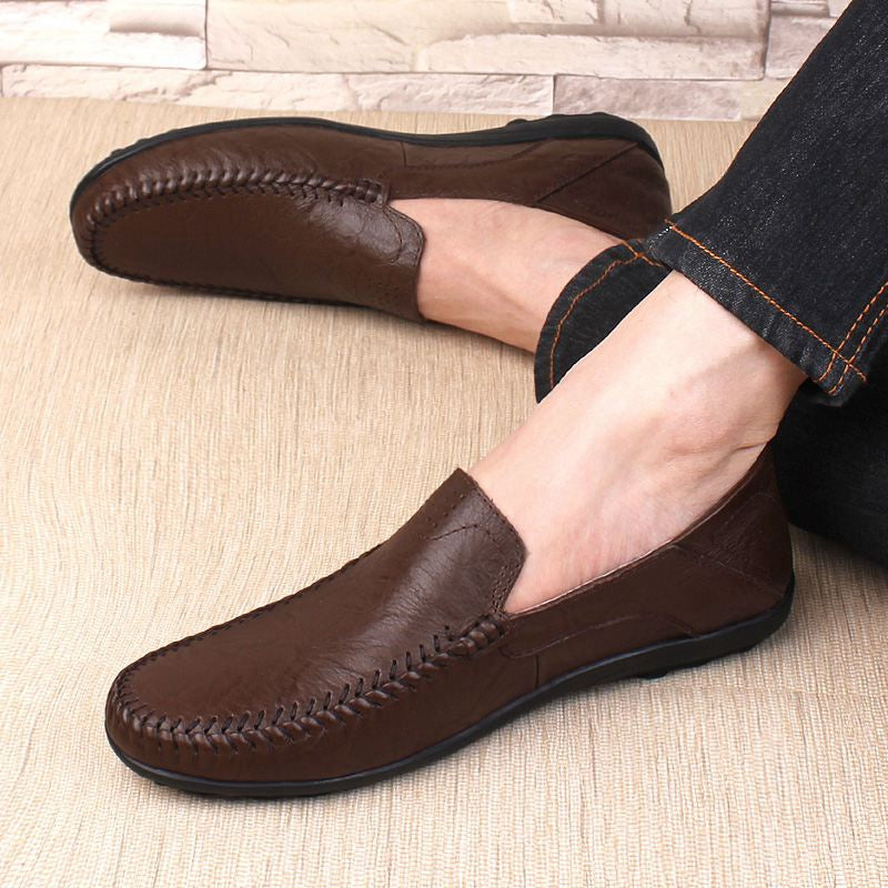 Chaussures en cuir véritable pour hommes, mocassins décontractés de luxe