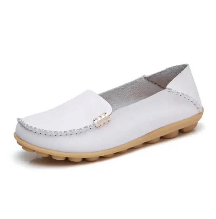 Mocassins plats en cuir véritable pour femmes