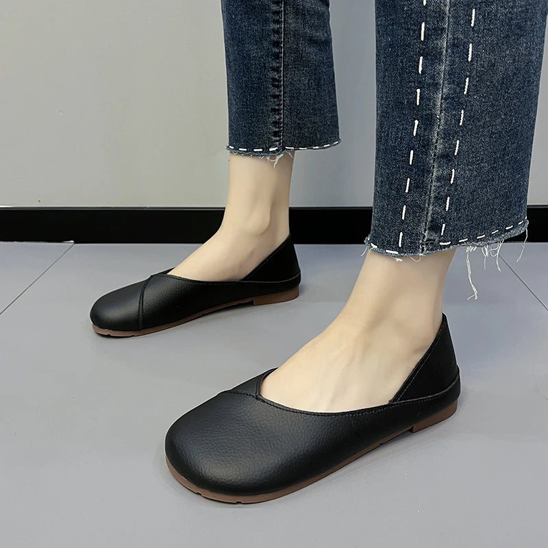Mocassins en cuir véritable pour femme