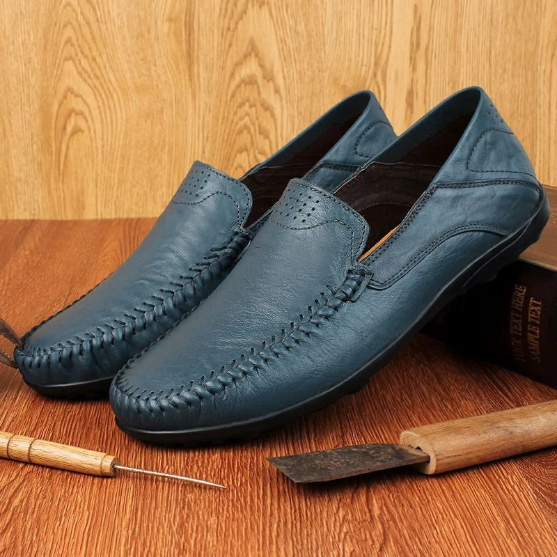 Chaussures en cuir véritable pour hommes, mocassins décontractés de luxe